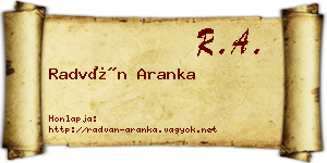 Radván Aranka névjegykártya