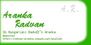 aranka radvan business card